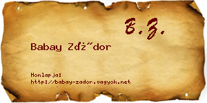 Babay Zádor névjegykártya